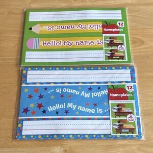 Horizon Group USA Children's School Nameplates, 12 Pack, Green/Blue, Lot of 2